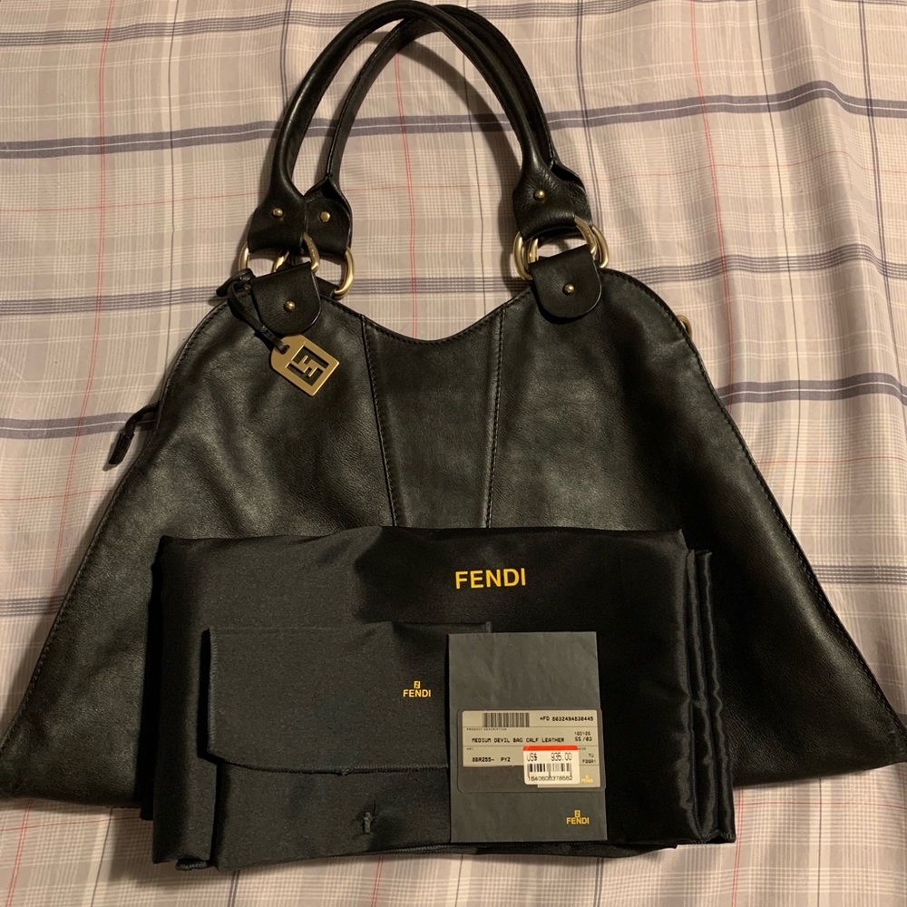 Fendi Medium Devil Bag Black Calk leather